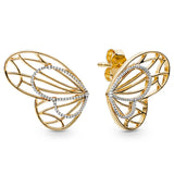 925 Silver Openwork Butterflies Stud Earrings Women Gift DIY Jewelry