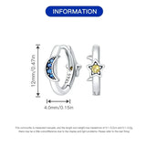 925 Silver Stars & Moons Hoop Earrings with Zircon for Women