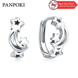925 Silver Stars & Moons Hoop Earrings with Zircon for Women