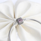 925 Silver Signature Clasp Crystal Snake Pan Bracelet Bangle Women Jewelry