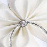 925 Silver Signature Clasp Crystal Snake Pan Bracelet Bangle Women Jewelry