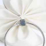 925 Silver Signature Clasp Crystal Snake Pan Bracelet Bangle Women Jewelry