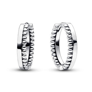 925 Silver Logo & Beads Hoop Earrings For Women DIY Jewelry