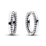 925 Silver Logo & Beads Hoop Earrings For Women DIY Jewelry