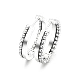 925 Silver Logo & Beads Hoop Earrings For Women DIY Jewelry