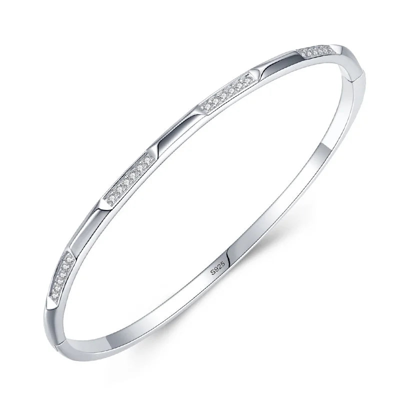 925 Silver Geometric CZ Bracelet for Women Minimalist Jewelry