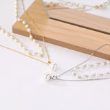 925 Silver Pearl Necklace Double-layer Charm Birthday Party Jewelry