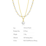 925 Silver Pearl Necklace Double-layer Charm Birthday Party Jewelry