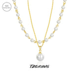 925 Silver Pearl Necklace Double-layer Charm Birthday Party Jewelry