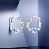 925 Silver Snake Bone Heart Zircon Hoop Earrings Women Evening Party Jewelry