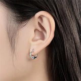925 Silver Snake Bone Heart Zircon Hoop Earrings Women Evening Party Jewelry