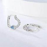 925 Silver Snake Bone Heart Zircon Hoop Earrings Women Evening Party Jewelry