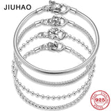 925 Silver Snake Chain Bracelet Bangle with Lobster Clasp