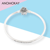 925 Silver Snowflake Clasp Bracelet Bangle Engrave Unique as You Are Snake Chain