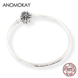 925 Silver Snowflake Clasp Bracelet Bangle Engrave Unique as You Are Snake Chain