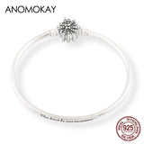 925 Silver Snowflake Clasp Bracelet Bangle Engrave Unique as You Are Snake Chain