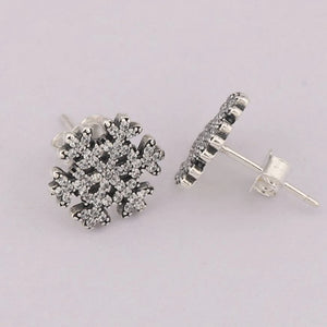 925 Silver Snowflake Stud Earrings Women DIY Jewelry