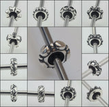 925 Sterling Silver Spacer Stopper Heart Flower Bead Charm for Bracelet