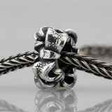 925 Sterling Silver Spacer Stopper Mocha Bow Flower Footprint Bead Charm