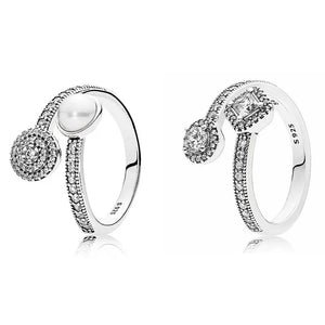925 Silver Crystal Ring Abstract Elegance Wedding Party Jewelry