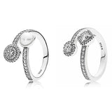 925 Silver Crystal Ring Abstract Elegance Wedding Party Jewelry