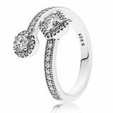 925 Silver Crystal Ring Abstract Elegance Wedding Party Jewelry