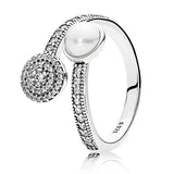 925 Silver Crystal Ring Abstract Elegance Wedding Party Jewelry
