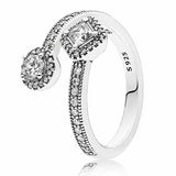 925 Silver Crystal Ring Abstract Elegance Wedding Party Jewelry