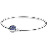 925 Silver Disc Clasp Chain Bracelet Bangle