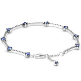 925 Sterling Silver Sparkling Pave Bar Crystal Bracelet Bangle
