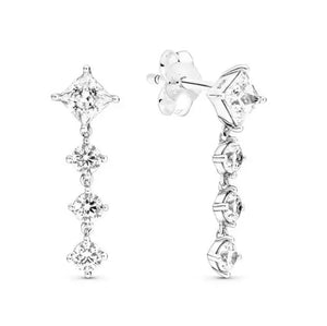 925 Silver Sparkling Stud Earrings For Women Wedding Gift