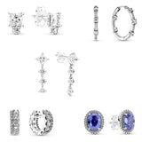925 Silver Sparkling Stud Earrings For Women Wedding Gift