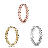 925 Silver Linked Love Heart Ring For Women Wedding Party Jewelry