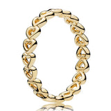 925 Silver Linked Love Heart Ring For Women Wedding Party Jewelry