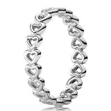 925 Silver Linked Love Heart Ring For Women Wedding Party Jewelry