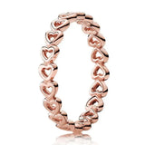 925 Silver Linked Love Heart Ring For Women Wedding Party Jewelry