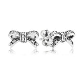 925 Silver Bow Stud Earrings Women Gift DIY Jewelry