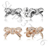 925 Silver Bow Stud Earrings Women Gift DIY Jewelry