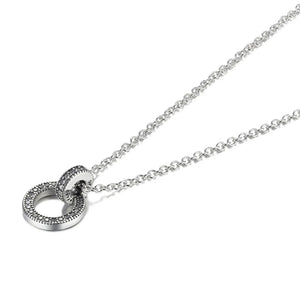 925 Silver Double Circle Pendant Necklace Women Bead Charm Gift DIY