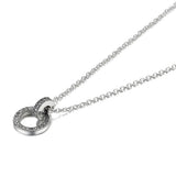 925 Silver Double Circle Pendant Necklace Women Bead Charm Gift DIY