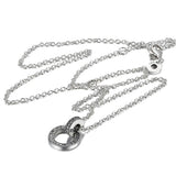 925 Silver Double Circle Pendant Necklace Women Bead Charm Gift DIY