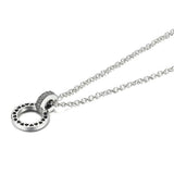 925 Silver Double Circle Pendant Necklace Women Bead Charm Gift DIY
