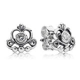 925 Silver Double Hoop Princess Tiara Earrings