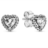 925 Silver Heart Crystal Stud Earrings Wedding Gift