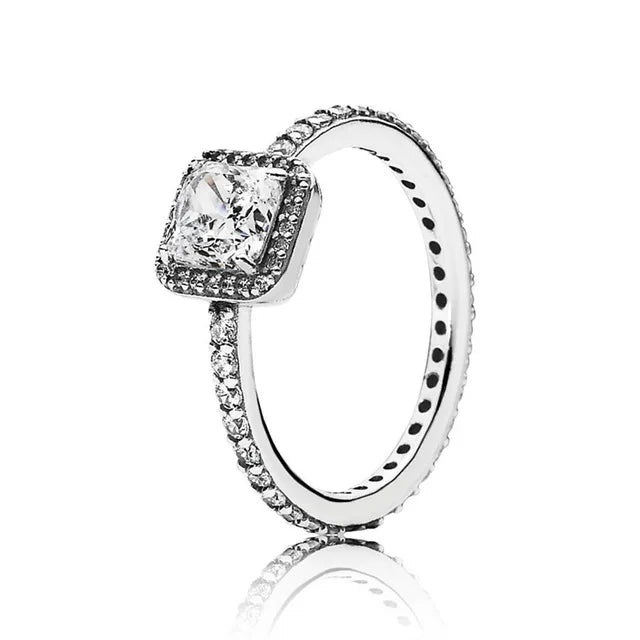 925 Silver Four Claw Crystal Ring for Women Wedding Party