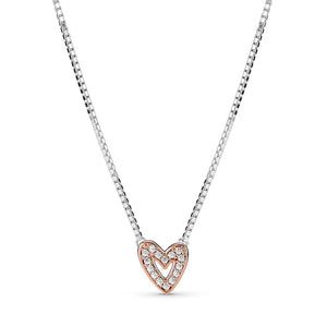 925 Sterling Silver Sparkling Heart Necklace for Women