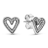 925 Silver Heart Stud Earrings Sparkling Gift DIY Jewelry