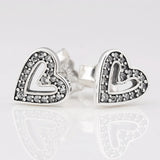 925 Silver Freehand Heart Stud Earrings Gift DIY Jewelry