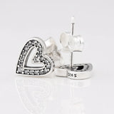 925 Silver Heart Stud Earrings Sparkling Gift DIY Jewelry
