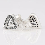 925 Silver Heart Stud Earrings Sparkling Gift DIY Jewelry
